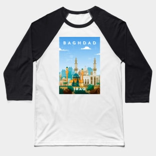 Baghdad, Iraq - Retro travel minimalist poster Baseball T-Shirt